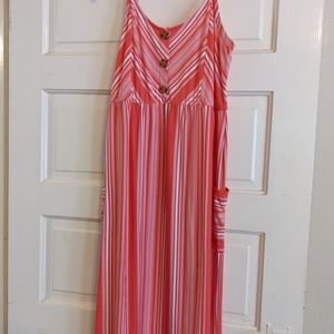 Striped calf length dress with pockets